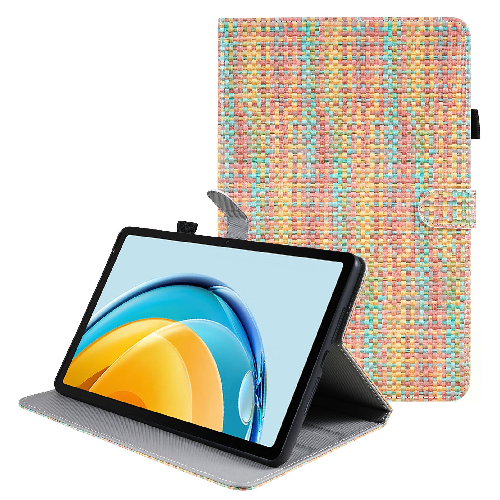 For Huawei MatePad SE 10.4-inch Woven  /  Grid Pattern Drop-proof Tablet Case PU Leather Stand Cover