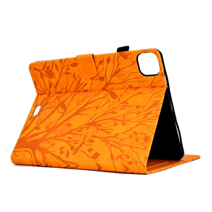 For iPad Pro 11 (2020) / (2021) / (2022) / iPad Air (2020) / (2022) Case Tree Imprinted Leather Tablet Cover with Card Slot