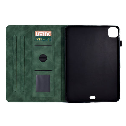 For iPad Pro 11 (2020) / (2021) / (2022) / iPad Air (2020) / (2022) Case Tree Imprinted Leather Tablet Cover with Card Slot