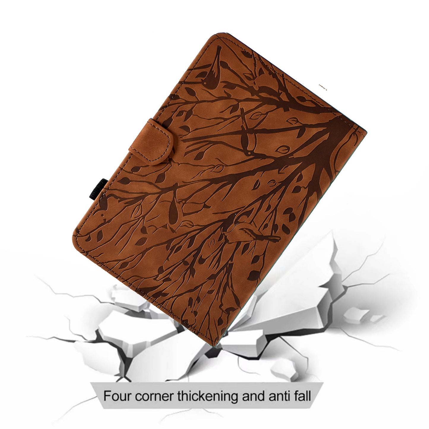 For iPad Pro 11 (2020) / (2021) / (2022) / iPad Air (2020) / (2022) Case Tree Imprinted Leather Tablet Cover with Card Slot