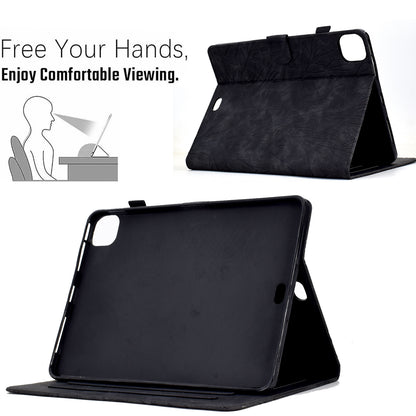 For iPad Pro 11 (2020) / (2021) / (2022) / iPad Air (2020) / (2022) Case Tree Imprinted Leather Tablet Cover with Card Slot