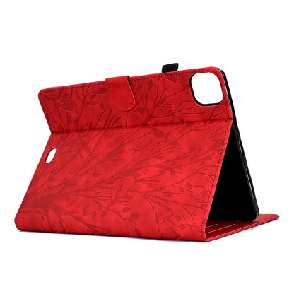 For iPad Pro 11 (2020) / (2021) / (2022) / iPad Air (2020) / (2022) Case Tree Imprinted Leather Tablet Cover with Card Slot