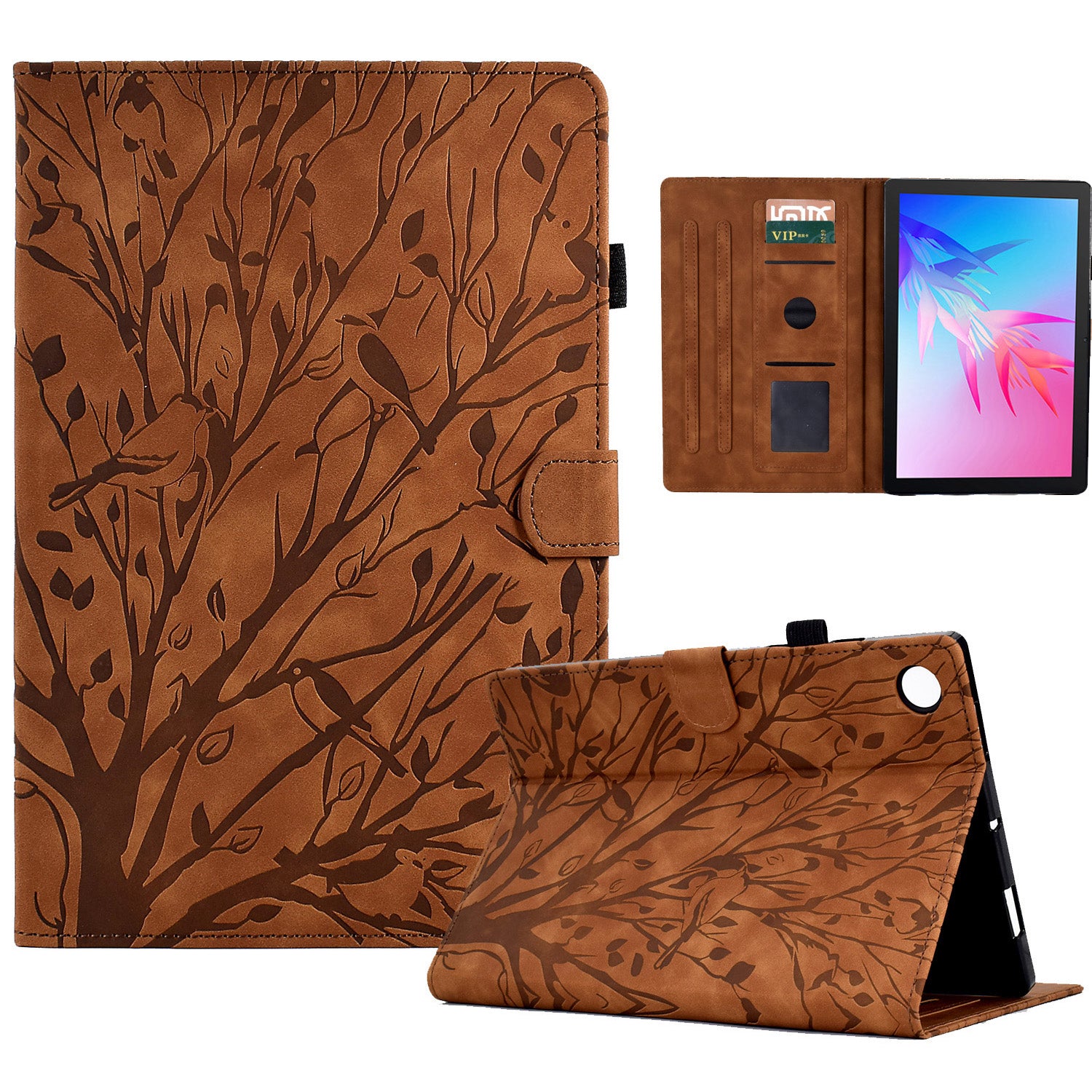 For Honor Pad 6 10.1-inch / Pad X6 9.7 inch / Huawei Enjoy Tablet 2 / MatePad T 10 9.7 inch / T 10S 10.1 inch Tablet Case Tree Imprinted Leather Cover
