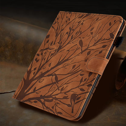 For iPad Air (2013) / Air 2 / iPad 9.7-inch (2017) / (2018) Tablet Leather Case Stand Card Holder Imprinted Tree Cover