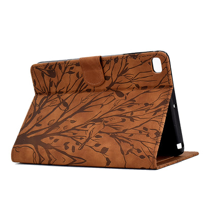 For iPad Air (2013) / Air 2 / iPad 9.7-inch (2017) / (2018) Tablet Leather Case Stand Card Holder Imprinted Tree Cover