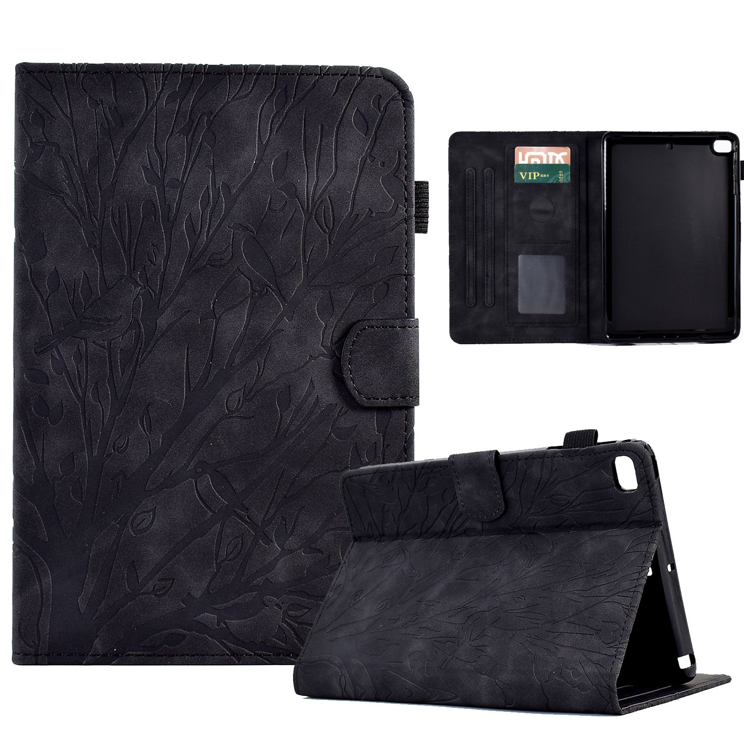 For iPad Air (2013) / Air 2 / iPad 9.7-inch (2017) / (2018) Tablet Leather Case Stand Card Holder Imprinted Tree Cover