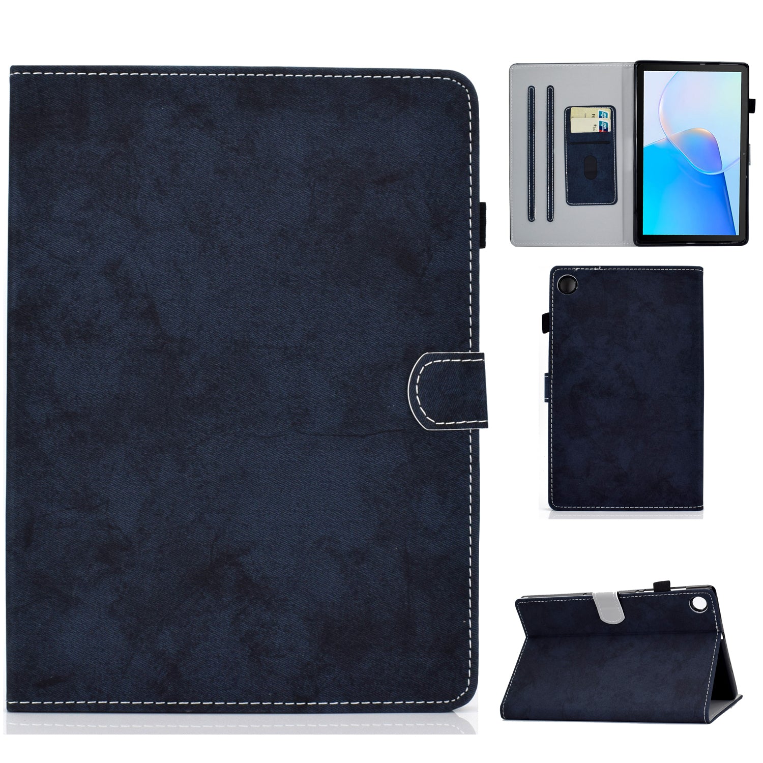 For Huawei MatePad SE 10.4-inch A6 Cloth Texture Tablet Case PU Leather Stand Card Slots Folio Cover
