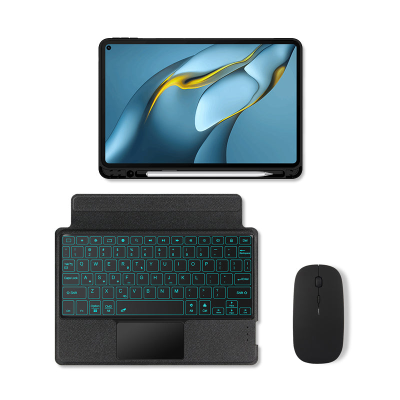 For Huawei MatePad Pro 10.8 (2021) Tablet Stand Leather Cover Case + Detachable Keyboard with Backlight Design