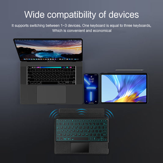 For Honor V6 Cool Backlight Typing Keyboard with Anto-Scratch Leather Tablet Case Detachable Stand Cover