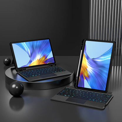 For Honor V6 Cool Backlight Typing Keyboard with Anto-Scratch Leather Tablet Case Detachable Stand Cover