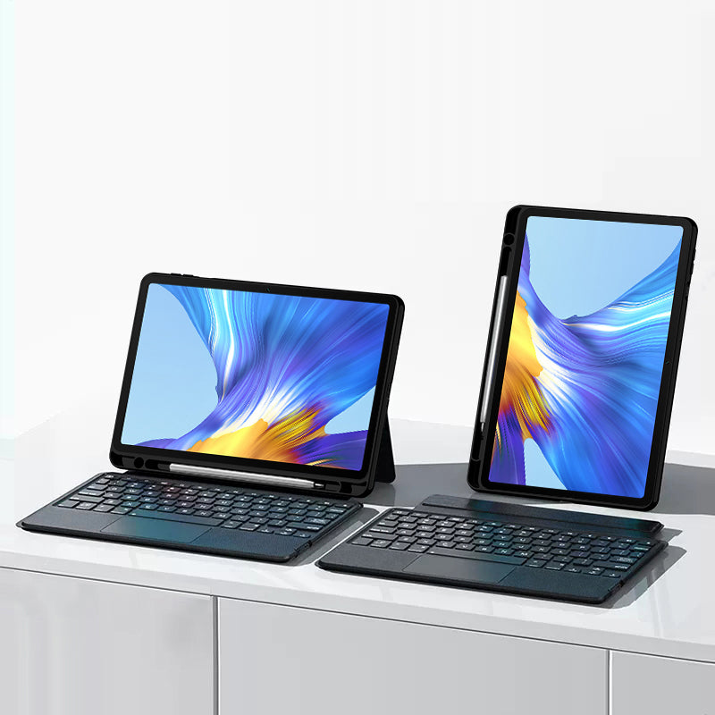 For Honor V6 Cool Backlight Typing Keyboard with Anto-Scratch Leather Tablet Case Detachable Stand Cover
