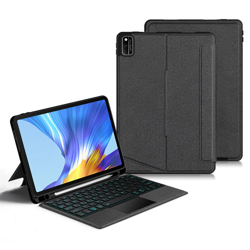 For Honor V6 Cool Backlight Typing Keyboard with Anto-Scratch Leather Tablet Case Detachable Stand Cover
