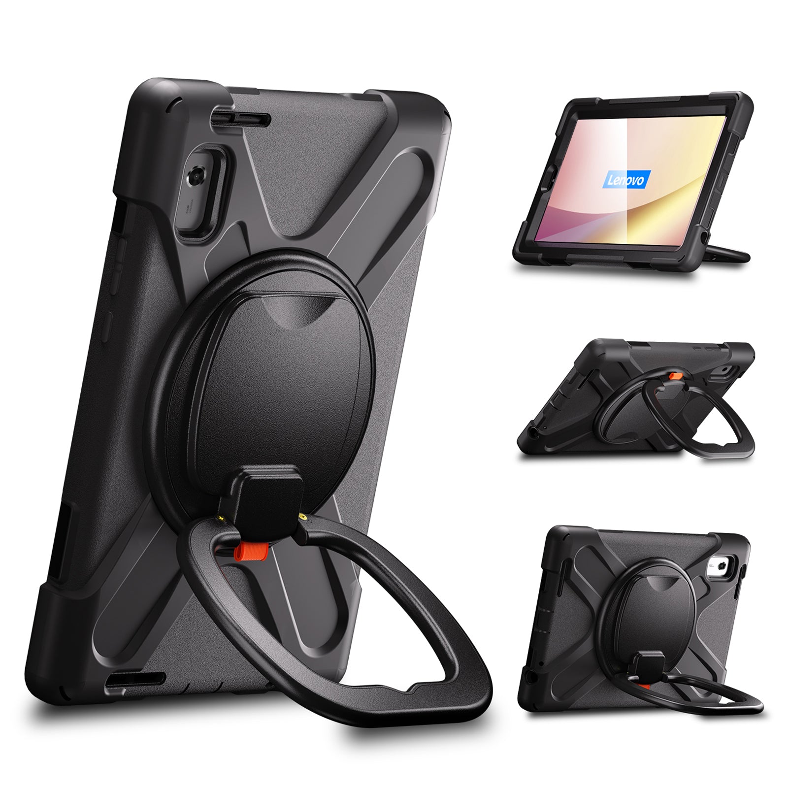 For Lenovo Tab M9 TB-310FU (2023) 360 Degree Rotating Kickstand Case PC Silicone Tablet Cover