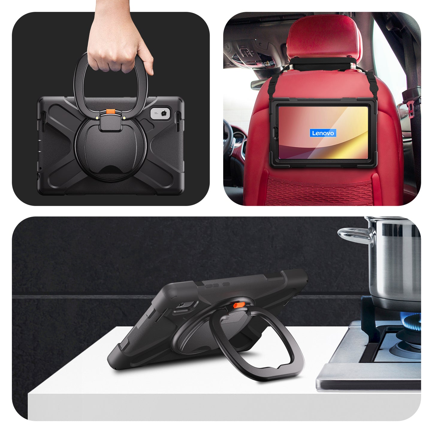 For Lenovo Tab M9 TB-310FU (2023) 360 Degree Rotating Kickstand Case PC Silicone Tablet Cover