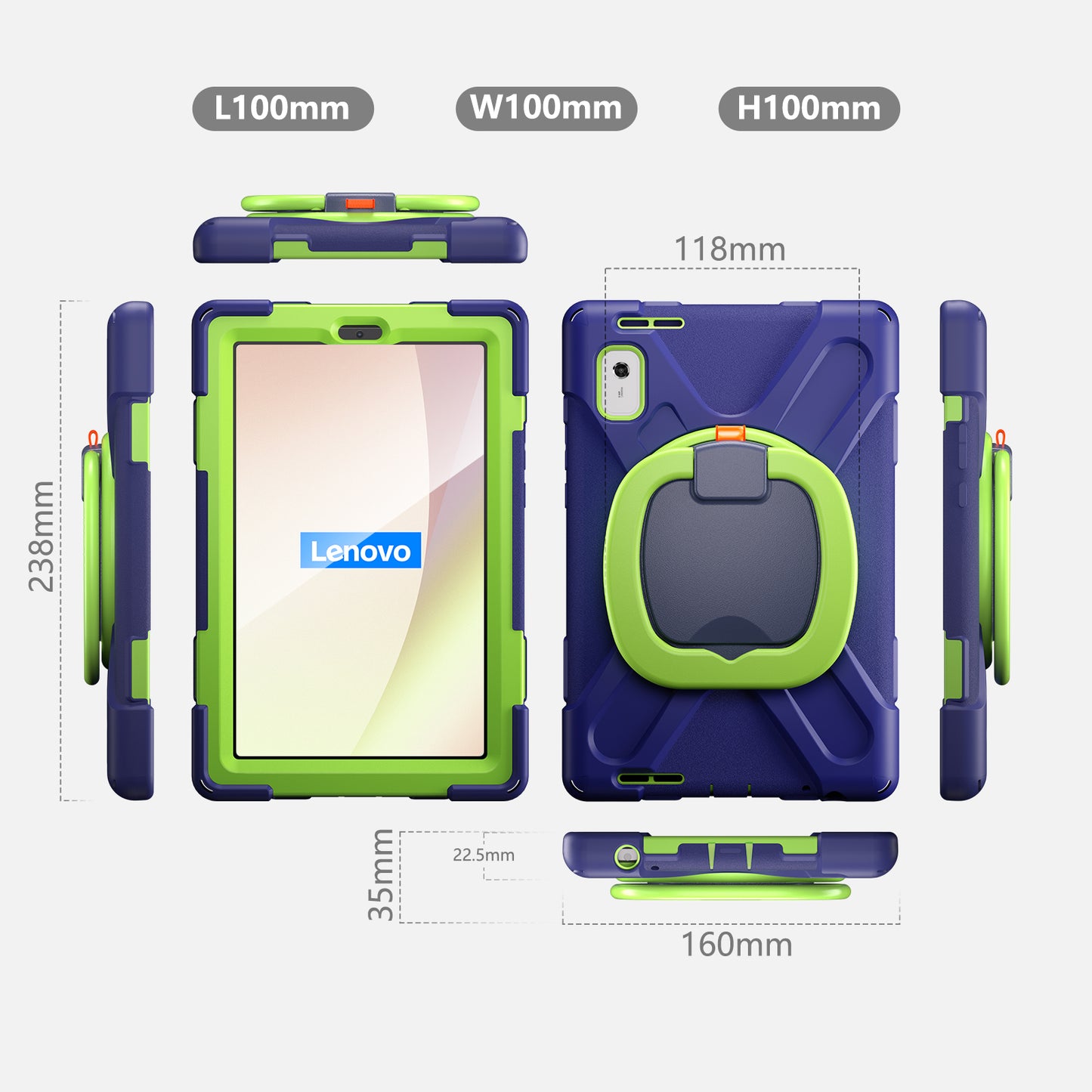 For Lenovo Tab M9 TB-310FU (2023) 360 Degree Rotating Kickstand Case PC Silicone Tablet Cover