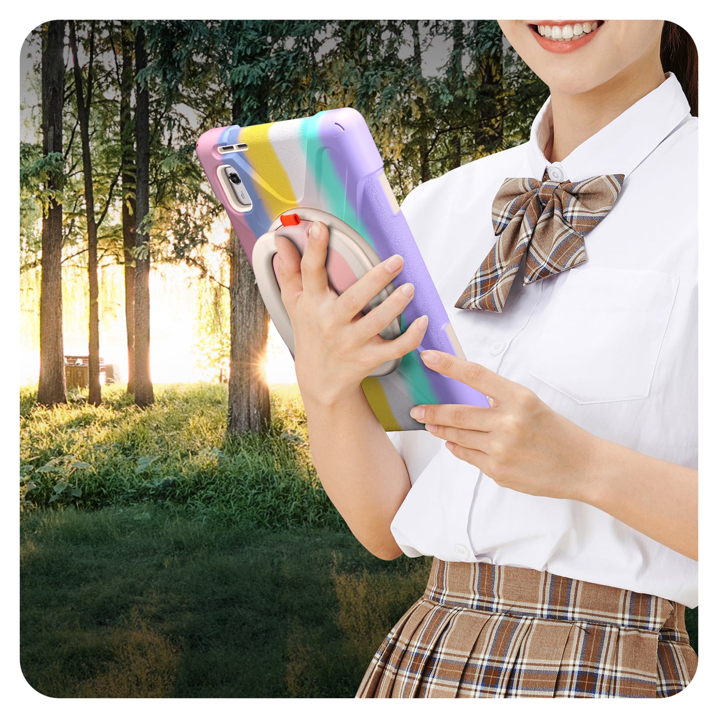 For Lenovo Tab M9 TB-310FU (2023) 360 Degree Rotating Kickstand Case PC Silicone Tablet Cover