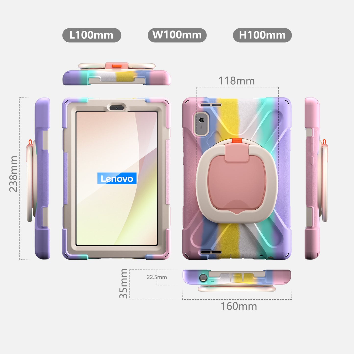 For Lenovo Tab M9 TB-310FU (2023) 360 Degree Rotating Kickstand Case PC Silicone Tablet Cover