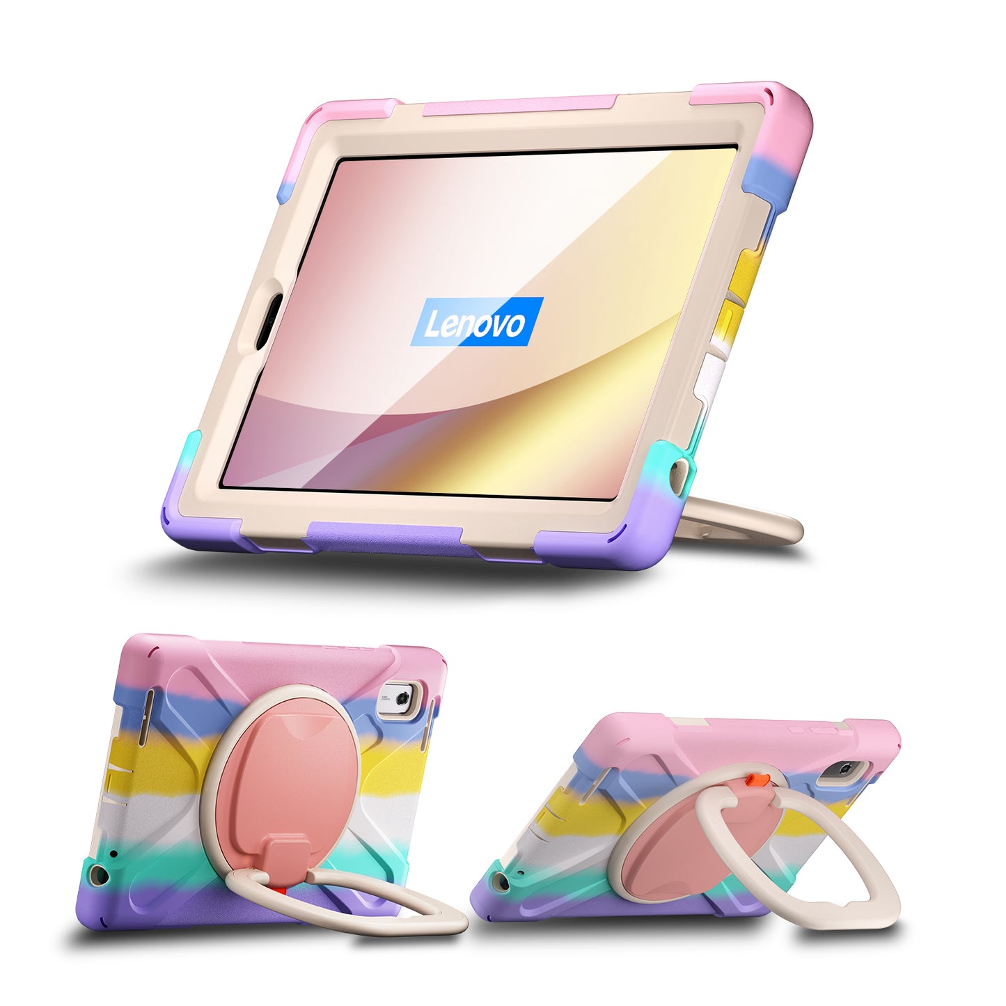 For Lenovo Tab M9 TB-310FU (2023) 360 Degree Rotating Kickstand Case PC Silicone Tablet Cover