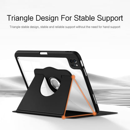 For iPad Air (2020) / (2022) / iPad Pro 11 inch (2020) / (2021) / (2022) PU Leather Cover Rotary Stand Tablet Case with Pen Slot