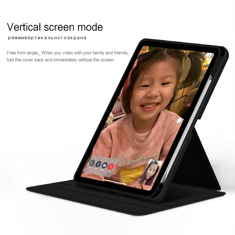 For iPad Air (2020) / (2022) / iPad Pro 11 inch (2020) / (2021) / (2022) PU Leather Cover Rotary Stand Tablet Case with Pen Slot