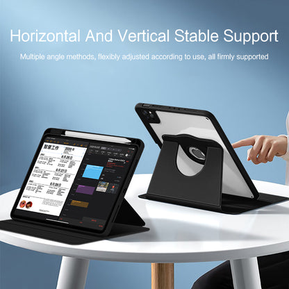 For iPad Air (2020) / (2022) / iPad Pro 11 inch (2020) / (2021) / (2022) PU Leather Cover Rotary Stand Tablet Case with Pen Slot