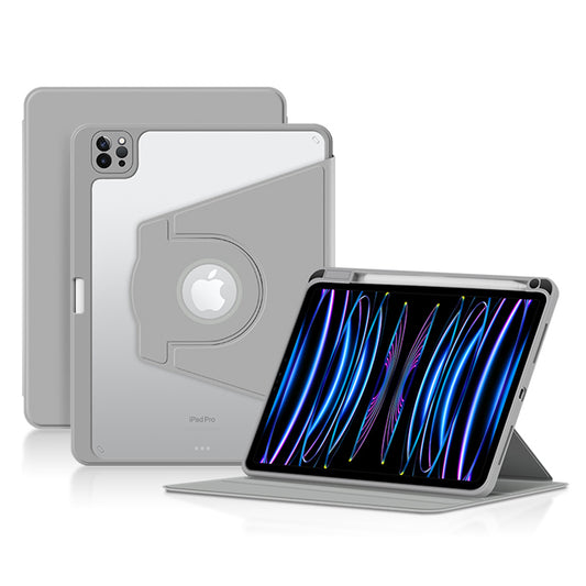 For iPad Air (2020) / (2022) / iPad Pro 11 inch (2020) / (2021) / (2022) PU Leather Cover Rotary Stand Tablet Case with Pen Slot