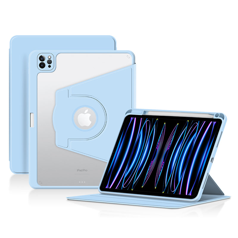 For iPad Air (2020) / (2022) / iPad Pro 11 inch (2020) / (2021) / (2022) PU Leather Cover Rotary Stand Tablet Case with Pen Slot