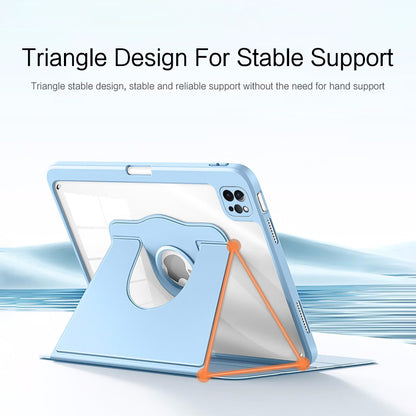 For iPad Air (2020) / (2022) / iPad Pro 11 inch (2020) / (2021) / (2022) PU Leather Cover Rotary Stand Tablet Case with Pen Slot
