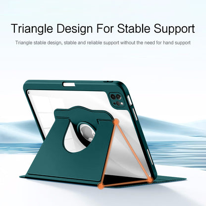 For iPad Air (2020) / (2022) / iPad Pro 11 inch (2020) / (2021) / (2022) PU Leather Cover Rotary Stand Tablet Case with Pen Slot