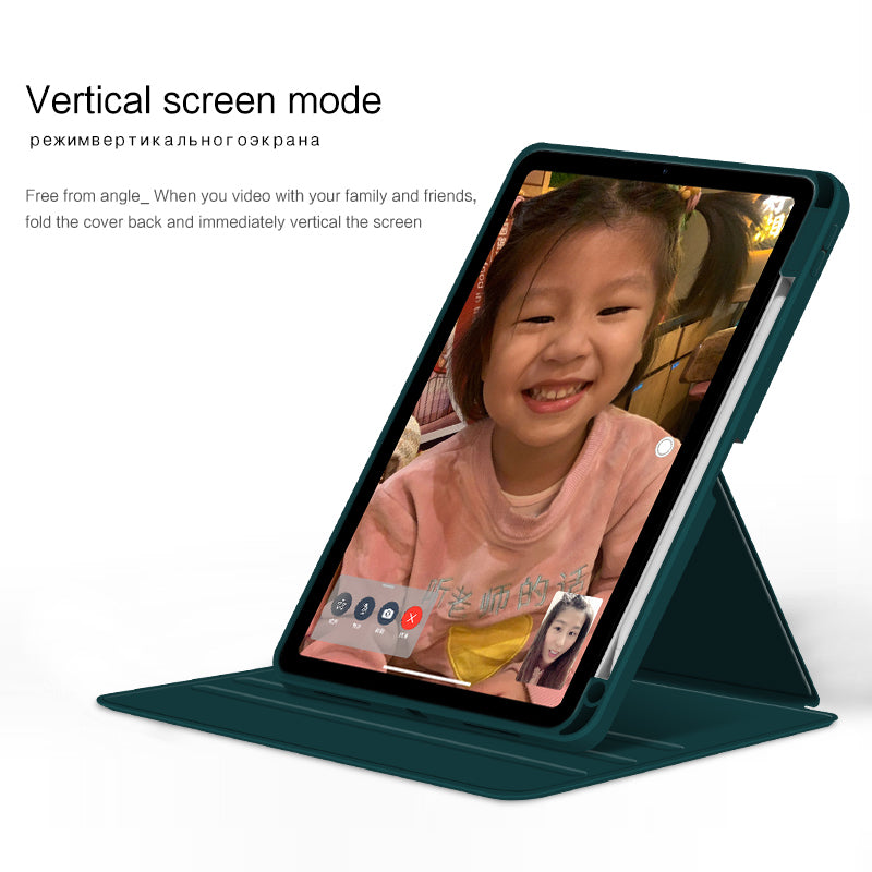 For iPad Air (2020) / (2022) / iPad Pro 11 inch (2020) / (2021) / (2022) PU Leather Cover Rotary Stand Tablet Case with Pen Slot