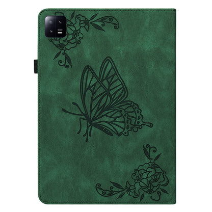 Tablet Case for Xiaomi Pad 6 Auto Wake and Sleep Stand Leather Imprinted Butterfly Flower Card Holder Cover