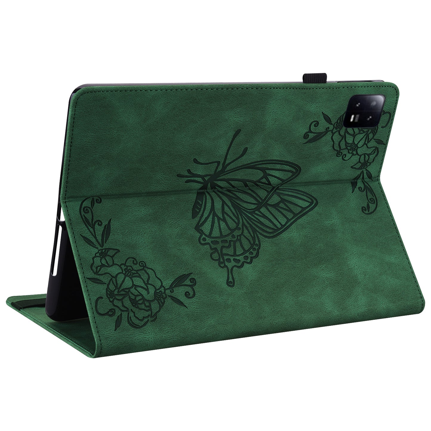 Tablet Case for Xiaomi Pad 6 Auto Wake and Sleep Stand Leather Imprinted Butterfly Flower Card Holder Cover