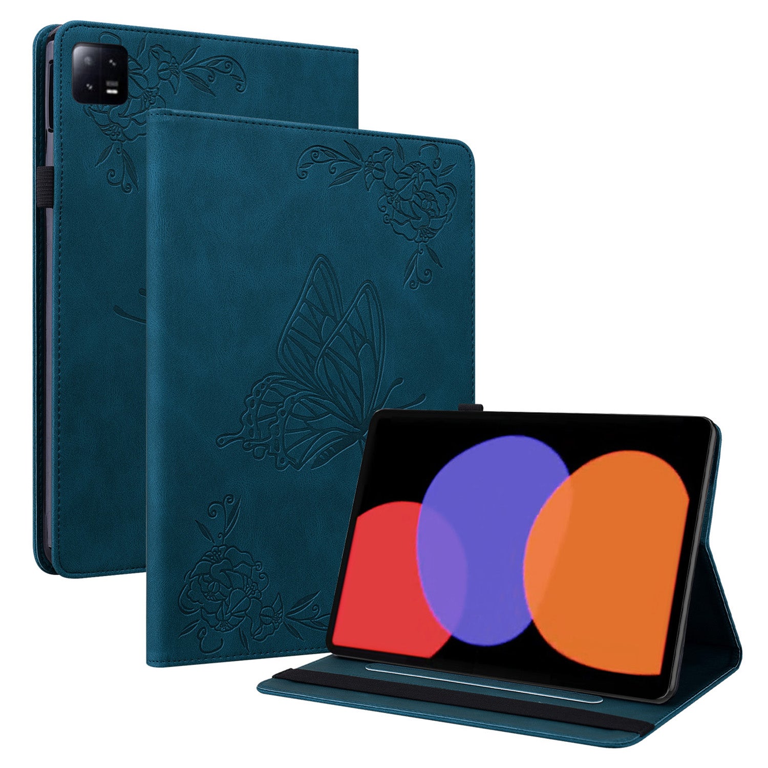 Tablet Case for Xiaomi Pad 6 Auto Wake and Sleep Stand Leather Imprinted Butterfly Flower Card Holder Cover