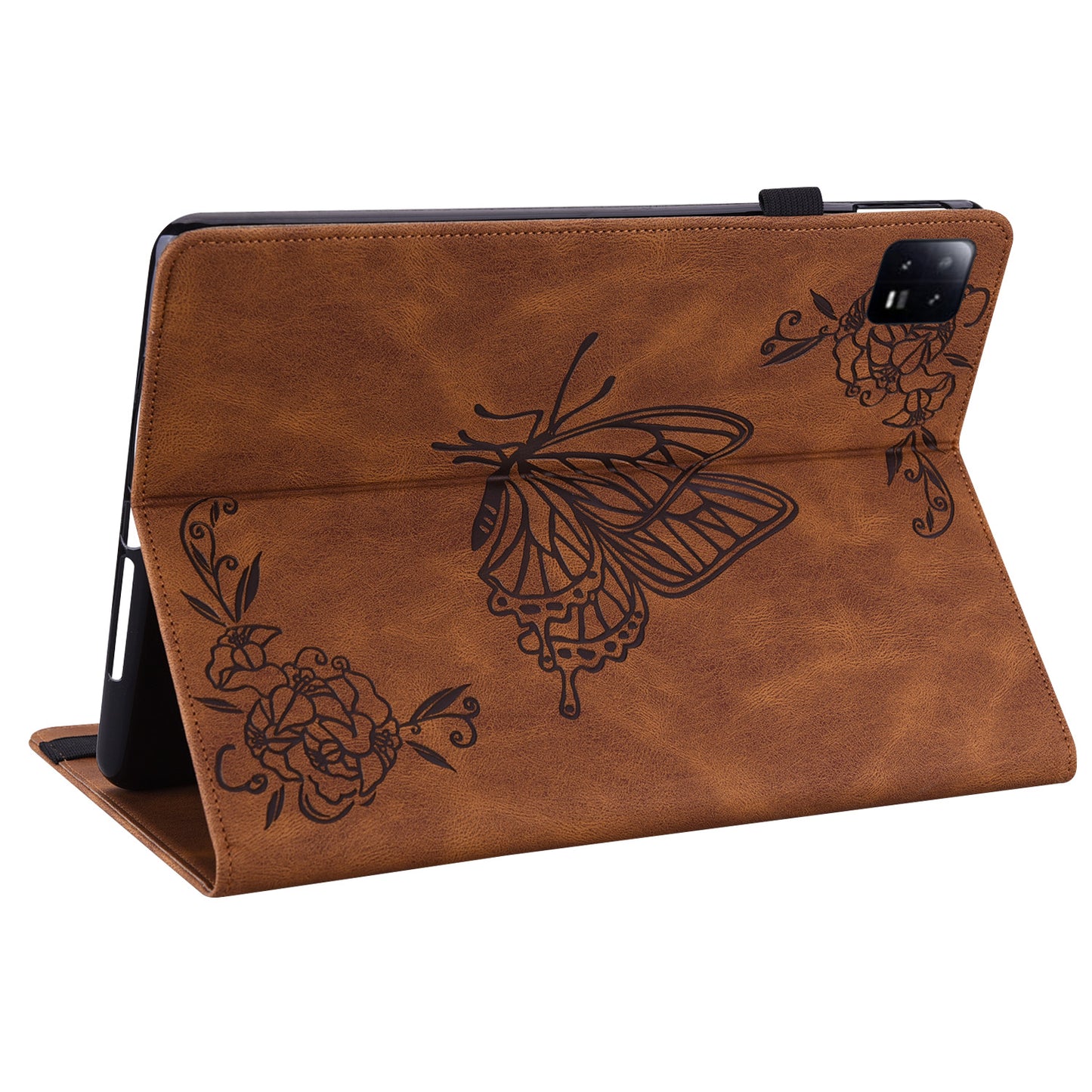 Tablet Case for Xiaomi Pad 6 Auto Wake and Sleep Stand Leather Imprinted Butterfly Flower Card Holder Cover