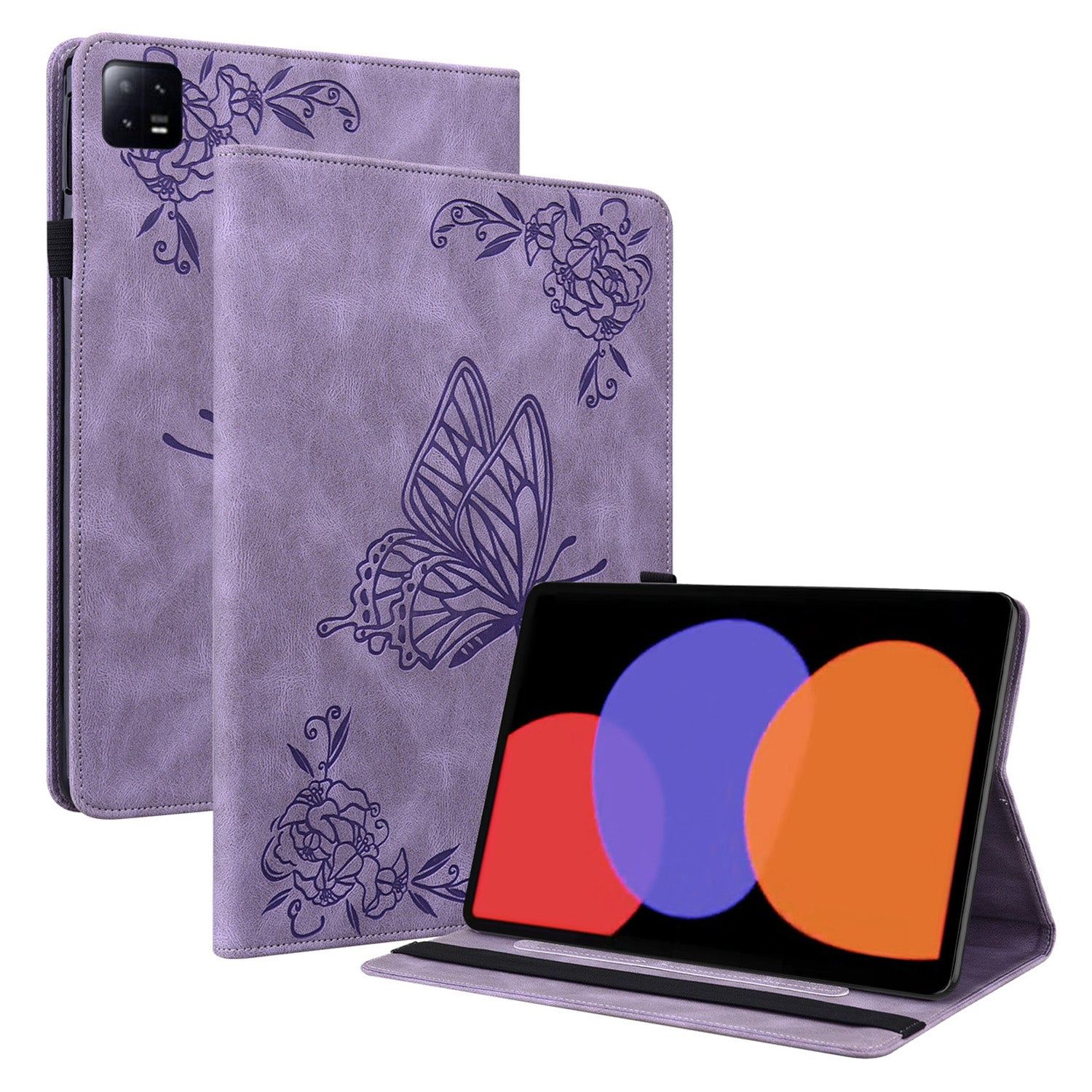 Tablet Case for Xiaomi Pad 6 Auto Wake and Sleep Stand Leather Imprinted Butterfly Flower Card Holder Cover