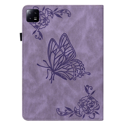 Tablet Case for Xiaomi Pad 6 Auto Wake and Sleep Stand Leather Imprinted Butterfly Flower Card Holder Cover