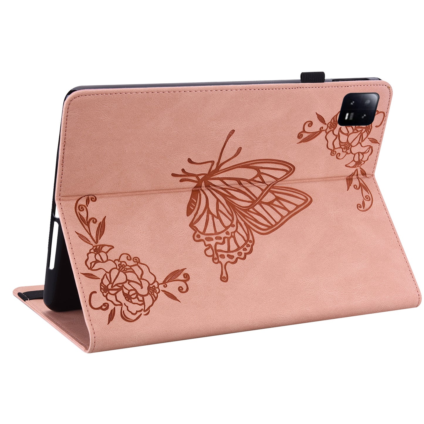 Tablet Case for Xiaomi Pad 6 Auto Wake and Sleep Stand Leather Imprinted Butterfly Flower Card Holder Cover