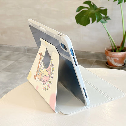 For iPad 10.9 (2022) Rotating Trifold Stand Tablet Case PU Leather Pattern Smart Cover with Auto Wake / Sleep