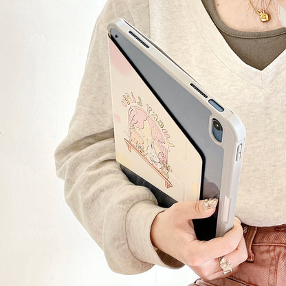 For iPad 10.9 (2022) Rotating Trifold Stand Tablet Case PU Leather Pattern Smart Cover with Auto Wake / Sleep