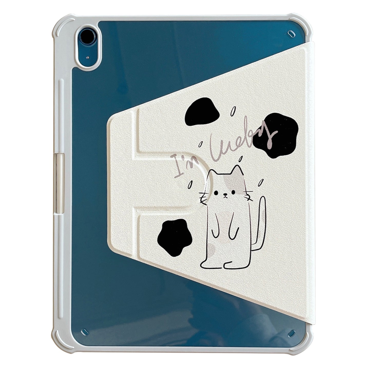 For iPad 10.9 (2022) Rotating Trifold Stand Tablet Case PU Leather Pattern Smart Cover with Auto Wake / Sleep