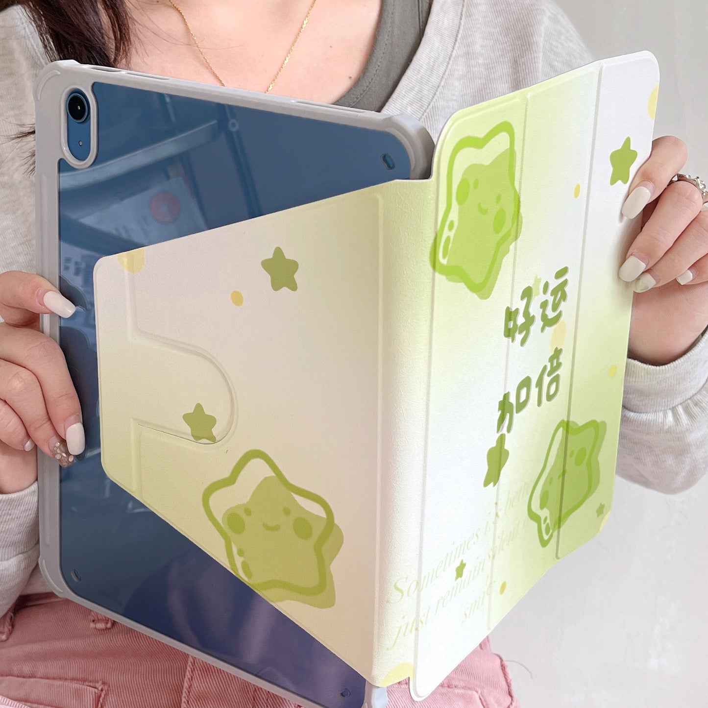 For iPad 10.9 (2022) Rotating Trifold Stand Tablet Case PU Leather Pattern Smart Cover with Auto Wake / Sleep
