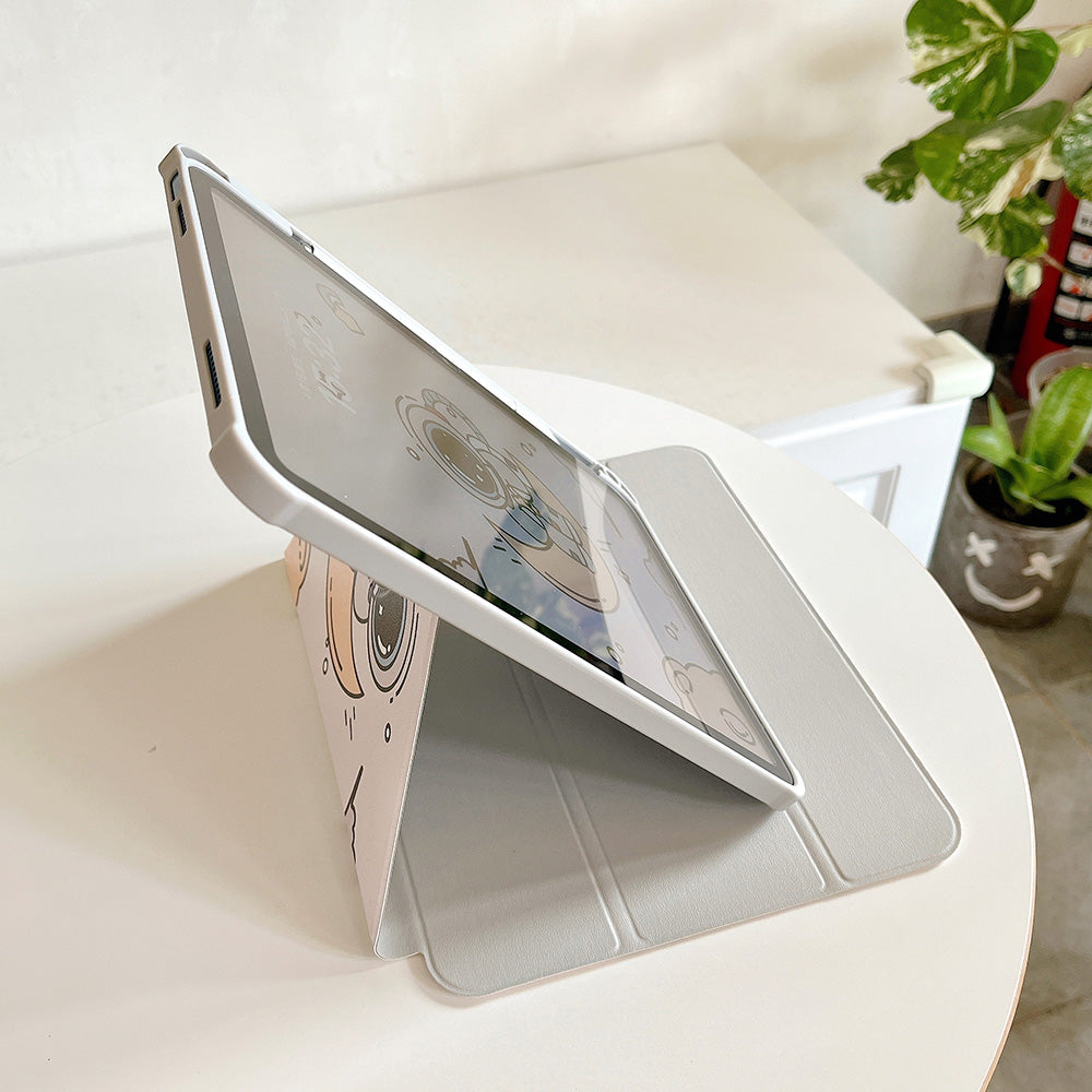 For iPad 10.9 (2022) Rotating Trifold Stand Tablet Case PU Leather Pattern Smart Cover with Auto Wake / Sleep