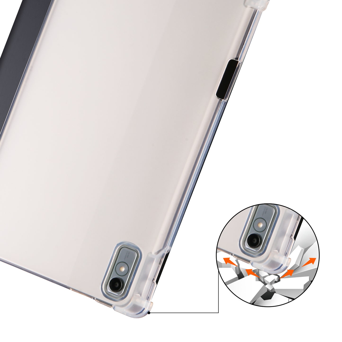 For Lenovo Tab P11 Gen 2 Tri-Fold Stand Case PU Leather Transparent Back Tablet Cover with Pencil Slot