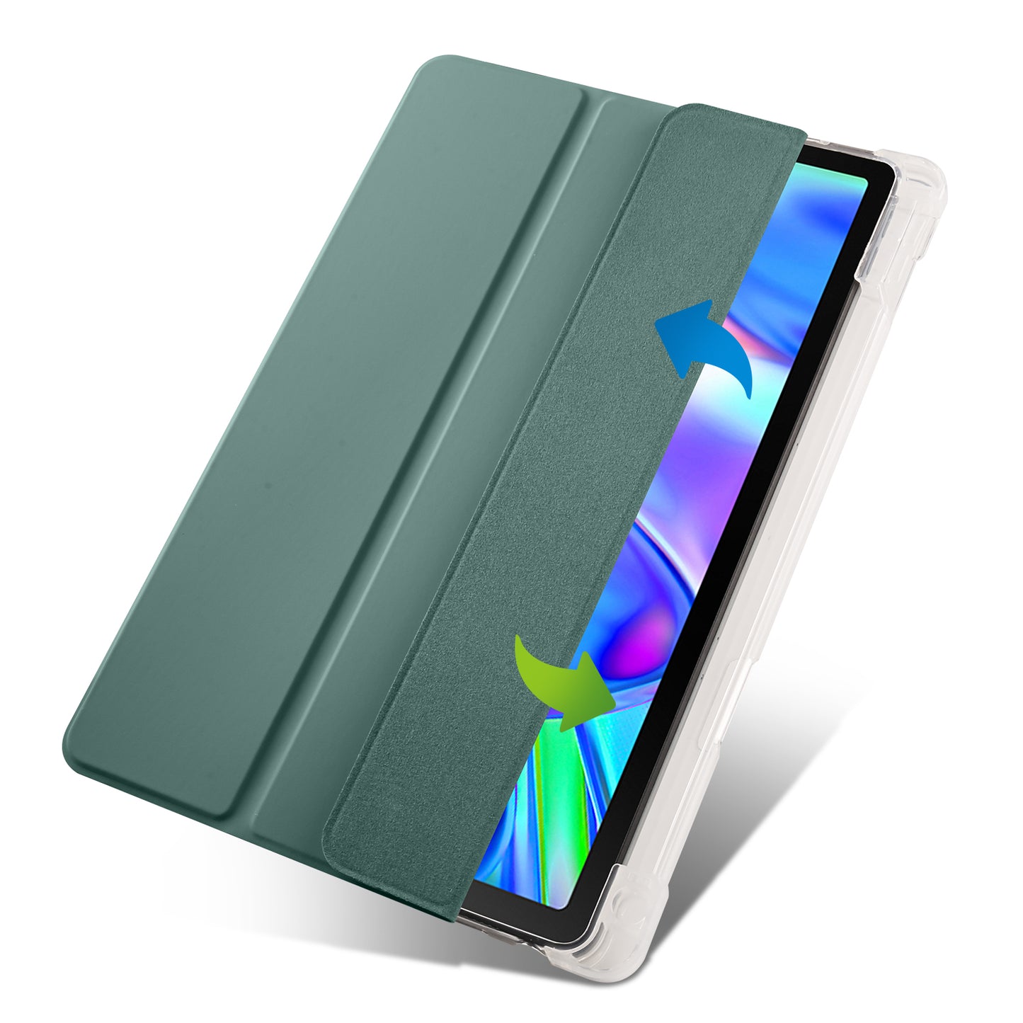 For Lenovo Tab P11 Gen 2 Tri-Fold Stand Case PU Leather Transparent Back Tablet Cover with Pencil Slot