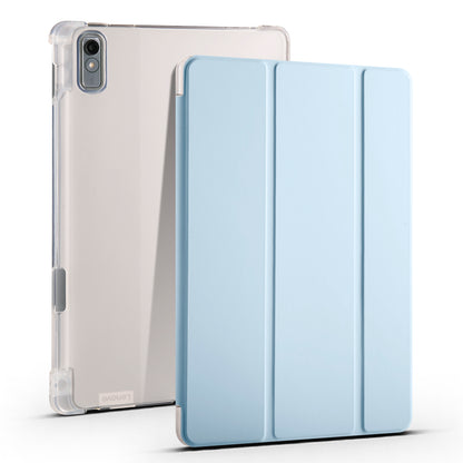 For Lenovo Tab P11 Gen 2 Tri-Fold Stand Case PU Leather Transparent Back Tablet Cover with Pencil Slot