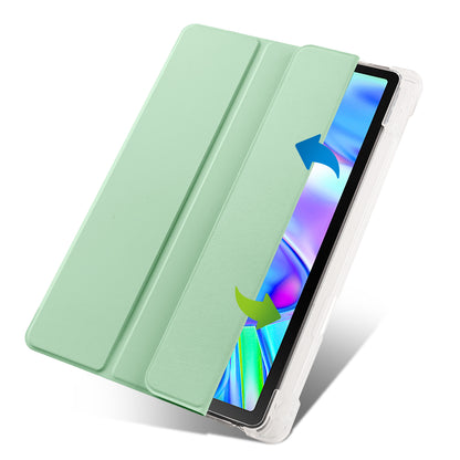 For Lenovo Tab P11 Gen 2 Tri-Fold Stand Case PU Leather Transparent Back Tablet Cover with Pencil Slot