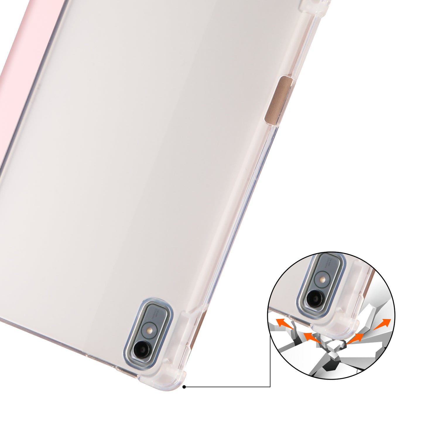 For Lenovo Tab P11 Gen 2 Tri-Fold Stand Case PU Leather Transparent Back Tablet Cover with Pencil Slot