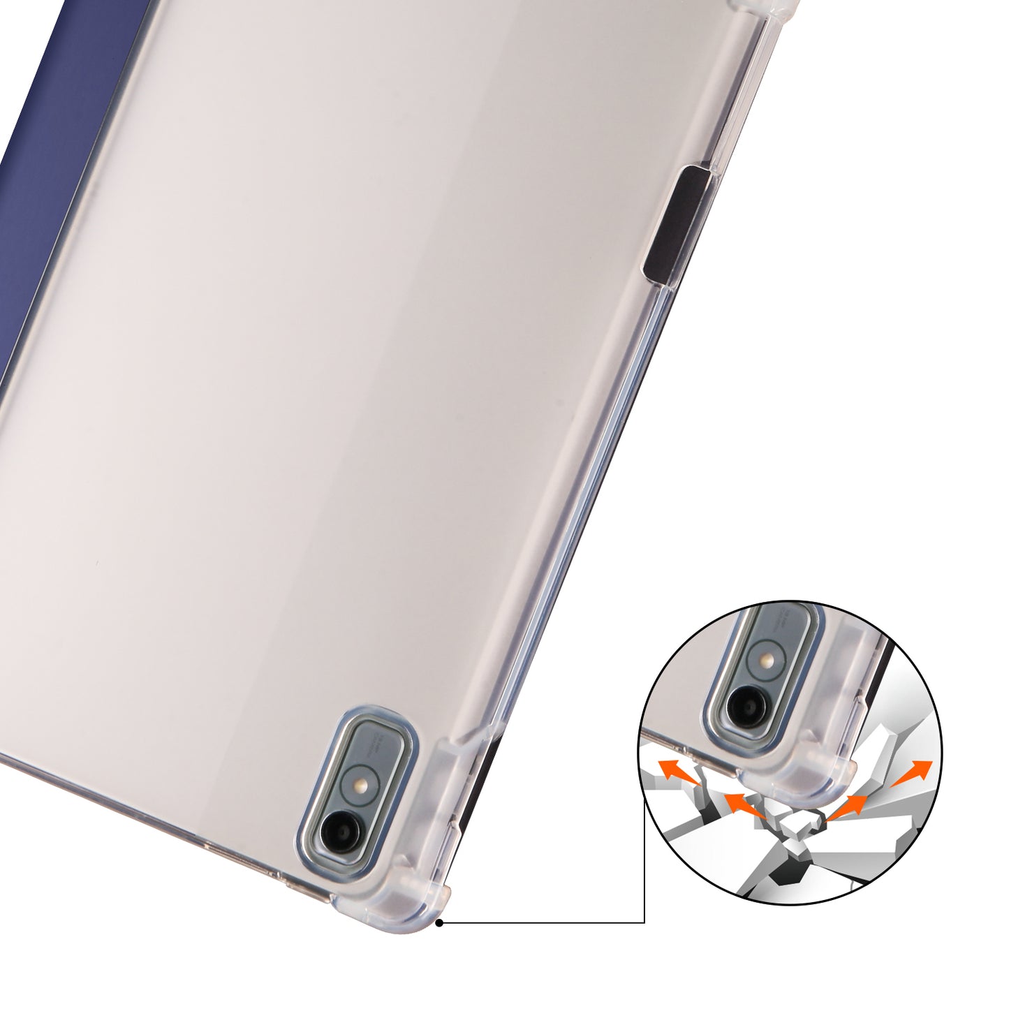 For Lenovo Tab P11 Gen 2 Tri-Fold Stand Case PU Leather Transparent Back Tablet Cover with Pencil Slot