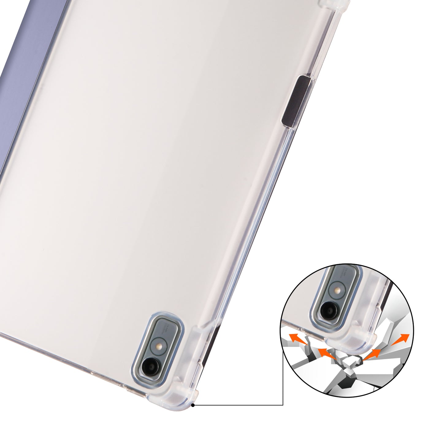 For Lenovo Tab P11 Gen 2 Tri-Fold Stand Case PU Leather Transparent Back Tablet Cover with Pencil Slot