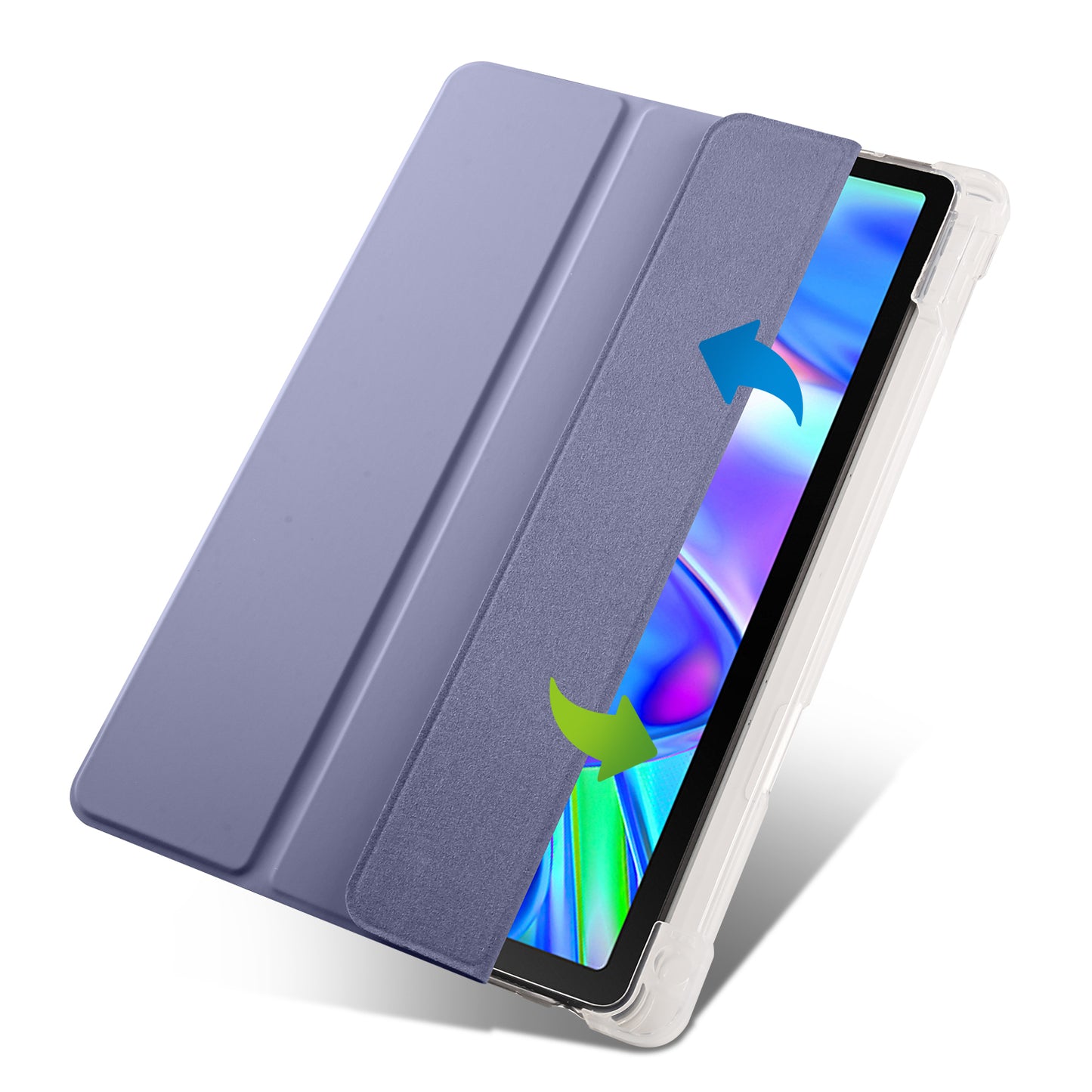 For Lenovo Tab P11 Gen 2 Tri-Fold Stand Case PU Leather Transparent Back Tablet Cover with Pencil Slot